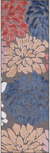 Luul Home Floral Indoor Outdoor Runner Rugs 2x7 Entryway Rug, Kitchen, Hallway Rug Washable Stain Resistant Outside Carpet Brown 2 x 7 - Image 2