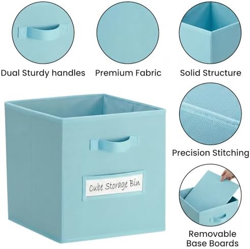 Storage Bins,13 Inch Cube Storage Bin with Labels,6pcs,Sky Blue - Image 2