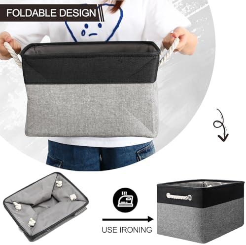 meekoo 8 Pack Fabric Storage Bins Baskets, 15 x 11 x 9.5 in, Black Gray - Image 6