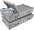 DAYARD Underbed Storage Container Bins with Lids, Under Bed Storage Organizer with Sturdy Handles Sidewalls Bottom, Foldable Clothes Bag (Set of 2) Large, Grey by DAYARD