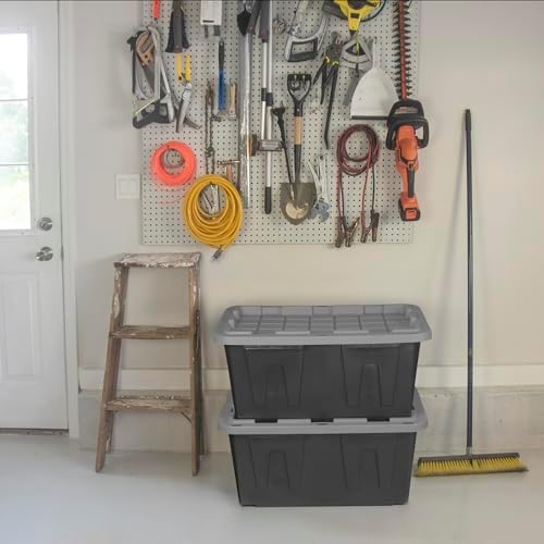 CX Heavy Duty 27-Gallon Stackable Storage Bins with Lids, Gray, 2 Pack - Image 4