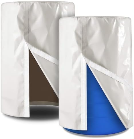 2 Piece 55 Gallon Drum Cover 24 x 36 Inch 55 Gallon Water Barrel Covers Outdoor Waterproof Rain Snow Water Storage Bucket Lid Protective Hook/loop Closure Anti Dust by Hubeii