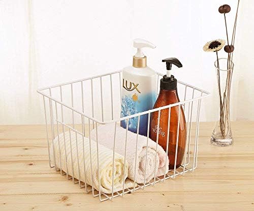 SANNO Freezer Wire Storage Organizer Basket, Refrigerator Storage Baskets Bins Organizer with Built-in Handles for Cabinets, Pantry, Closets, Bedrooms 4 Pack 11"x10"x 7" White - Image 3
