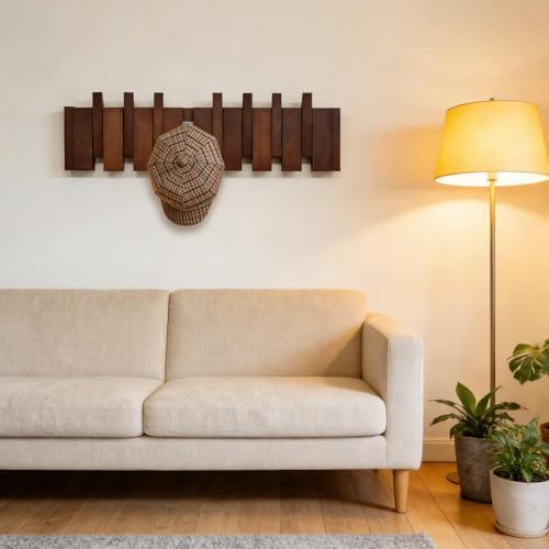 ArtBeek Walnut Wall Mounted Piano Key Coat Rack with 8 Hooks - Image 6