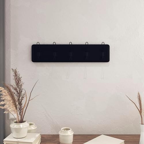 HBCY Creations Black Rustic Coat Rack Wall Mount with 5 Hooks, Solid Pine Wood 24 inch Wall Hooks for Entryway, Mudroom, Hallway, Bathroom - Vintage Farmhouse Style Wall Mounted Towel Rack - Image 6