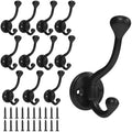 12 Pack wall Hooks for Hanging, Heavy Duty Coat Hook wall Mount, Easy to Install Metal Closet Hooks, Apply to Bathrooms, Bedrooms, Living Rooms, Entrances (Black) by TEBGEAG