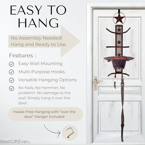 BestGiftEver Cowboy Hat Rack for Wall - Metal Hat Holder & Western Display - Image 4
