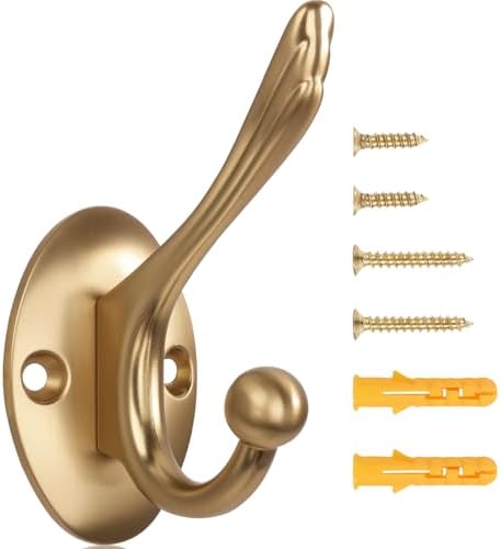 BOZWELL Champagne Bronze Towel Hook Heavy Duty Wall Hooks Hanger Coat Hook Robe Hook Bathroom Wall for Livingroom Bedroom Kitchen Closet 6 Pack YG03 by BOZWELLHardware