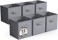 Sorbus Fabric Storage Cubes, 6-Pack Foldable Bins (13 Inch, Gray) by Sorbus