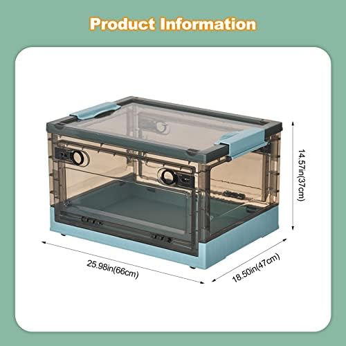 Ergocar Foldable Storage Boxes, Large Plastic Storage Boxes with Lid, Stackable Organiser, Wardrobe Storage Organiser, Grocery Storage, for Bedroom, Wardrobe, Office, Garage - Image 7