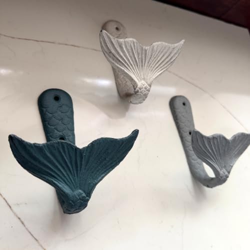 Zeckos Set of 3 Mermaid Tail Wall Hooks, Cast Iron, 5 Inch High - Image 5