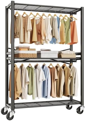 HYSEYY Rolling Clothes Rack Heavy Duty Clothing Rack for Hanging Clothes by HYSEYY