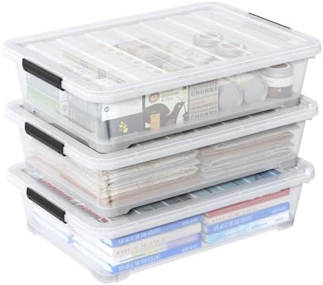 Under Bed Storage Container With Lids, 42 L, Set of 3, by Cinkyou