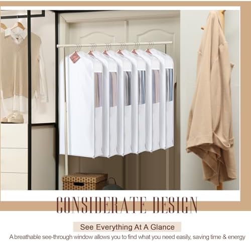 Briwooody Cotton Garment Bags, 2 Sets,Moth Protection,40 x 24 x 6 in, White - Image 6