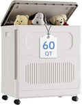 HAIXIN 60QT Storage Bin with Lid and Wheels, Cream White Toy Chest by HAIXIN