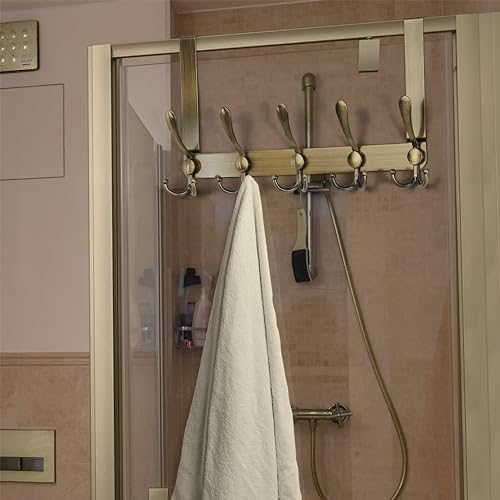 Dseap Over The Door Hook Hanger - Fits 1 3/8" to 1 3/4" Standard Doors | 5 Tri Hooks Heavy Duty Towel/Coat Rack | Door Organizer for Clothes, Jackets, Hats, Towels, Bronze, Pack of 2 - Image 6