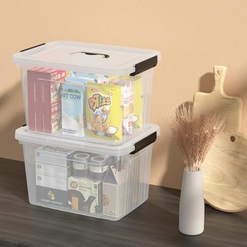 4-pack 20 L Plastic Latching Boxes Totes, Clear Storage Bins with Lids/handles - Image 4