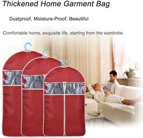 5 Pcs Non-Woven Fabrics Suit Cover Bags, Garment Bags for Hanging Clothes, Suit Bags for Closet Storage, with Transparent Window, Breathable(Blue,60 * 130cm/24 * 51in) - Image 3