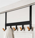 A&M Shops Over The Door Hanger - Heavy Duty Metal Door Hanger with Lotus Wood Tip for Bathroom & Bedroom - Coat Rack Organizer with 5 Stylish Towel Hooks for Door, Clothes & Bags - Black - Pack of 2 by Unknown