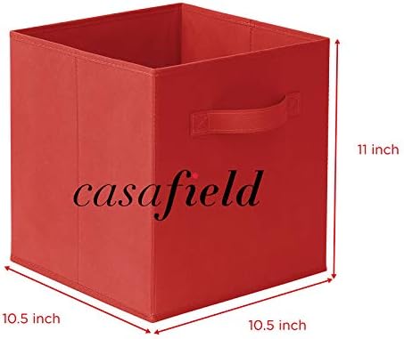 Casafield Set of 12 Collapsible Fabric Cube Storage Bins, Red - 11" Foldable Cloth Baskets for Shelves, Cubby Organizers & More - Image 7