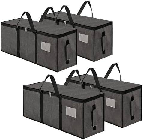 Kuber Industries Pack of 4 Durable Jumbo Storage Bags For Clothes Large With Zip & Handles | Packers & Movers Under Bed Storage Organizer Box for Clothes, Blanket & Toys | Dark Grey by Kuber+Industries