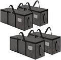 Kuber Industries Pack of 4 Durable Jumbo Storage Bags For Clothes Large With Zip & Handles | Packers & Movers Under Bed Storage Organizer Box for Clothes, Blanket & Toys | Dark Grey by Kuber+Industries
