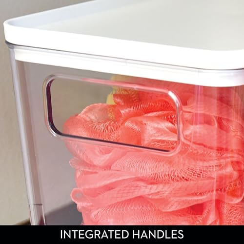 iDesign Plastic Pantry Bin with Lid and Handles, Clear/Marshmallow White - Image 4