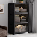 SAILUN 336QT Stackable Storage Bins with Lid, Storage Cabinet 3 Pack Black by SAILUN