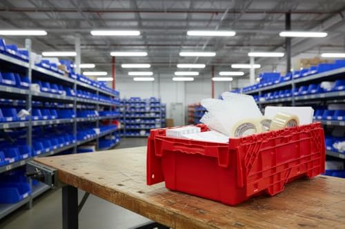 HE HUDSON EXCHANGE 19.6x11.6x7.3” (5 Pack, 3.7 Gallon) Tote with Attached Lid, Red - Image 6