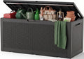 Outdoor Storage Box, 180 Gal Waterproof Resin Deck Box w/Support Rod by ATMELT