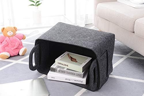 Storage Basket Felt Storage Bin Collapsible& Convenient Box Organizer with Carry Handles for Office Bedroom Closet Babies Nursery Toys Laundry (Dark grey, 17.9inch（L）×12.2inch（W）×11.6inch（H）) - Image 4
