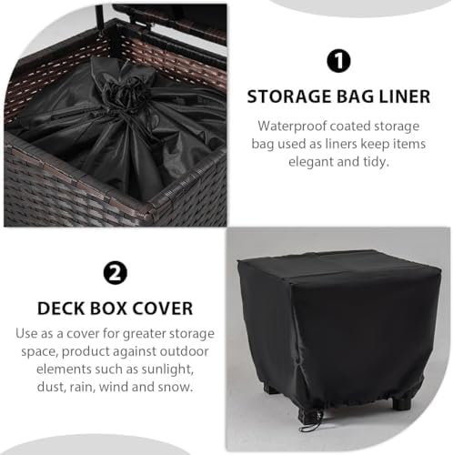 Sundale Brown Wicker Storage Box, 13 Gallon Outdoor Deck Bin with Lid - Image 3