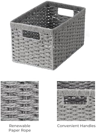StorageWorks Wicker Storage Baskets, Gray Baskets for Storage, 2-Pack - Image 3
