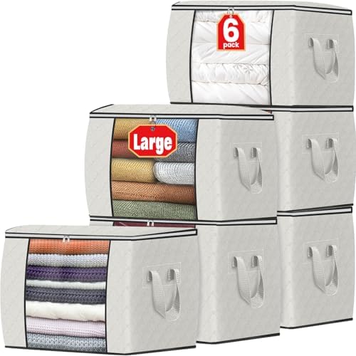 Fab totes 90L Clothes Storage, Foldable Thick Fabric Blanket Storage Bags by Fabtotes