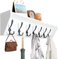 WEBI Coat Rack Wall Mount with Shelf,35" Long White Shelf with Hooks Underneath,7 Triple Hooks,Key Rack for Wall,Entryway Shelves for Wall by WEBI