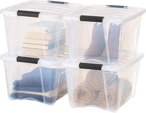 IRIS USA 4-Pack 32 Quart Storage Bins with Lids, Clear by IRISUSA