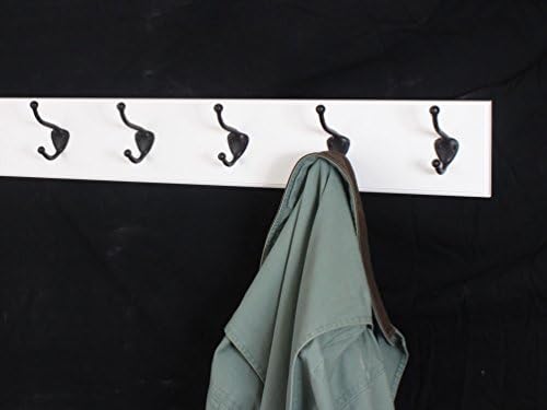 White Wall Mounted Coat Rack with Bronze Wall Coat Hooks 4.5" Ultra Wide (25.5" x 4.5" with 5 Hooks) - Image 2