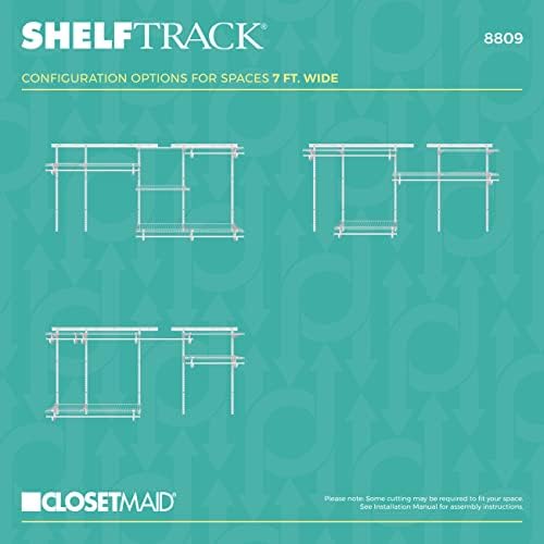 ClosetMaid ShelfTrack Wire Closet Organizer System, Adjustable from 5 to 8 Ft., with Shelves, Clothes Rods, Hardware, Durable Steel, White - Image 6