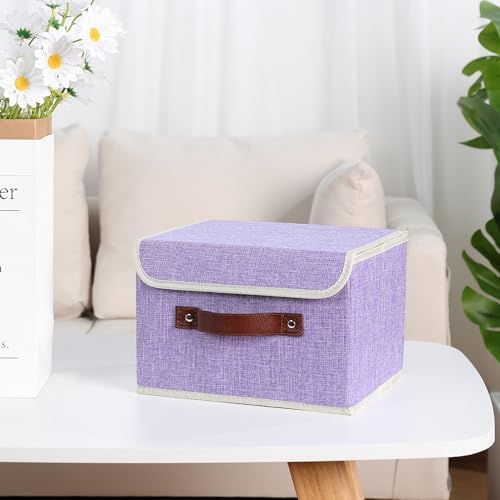 ANMINY Fabric Storage Box Bins with Lids, Purple, 10"x8"x7", 4 Pack - Image 2