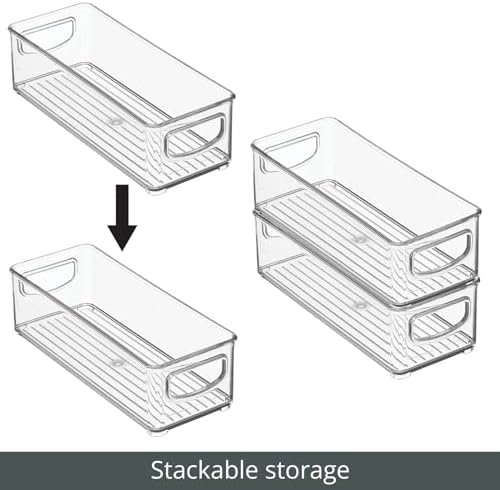 mDesign Small Plastic Office Storage Container Bins with Handles for Organization in Filing Cabinet, Closet Shelf, or Desk Drawers, Organizer for Notes, Pens, Pencils, Ligne Collection, 6 Pack - Clear - Image 4