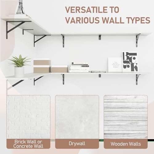 Kaboon 55 inch Long 10 inch Deep Floating Shelves for Wall Set of 2, Large Open Shelves Wall Mounted, Space Saving Home and Commercial Use, Sea Salt/Greyish White - Image 5