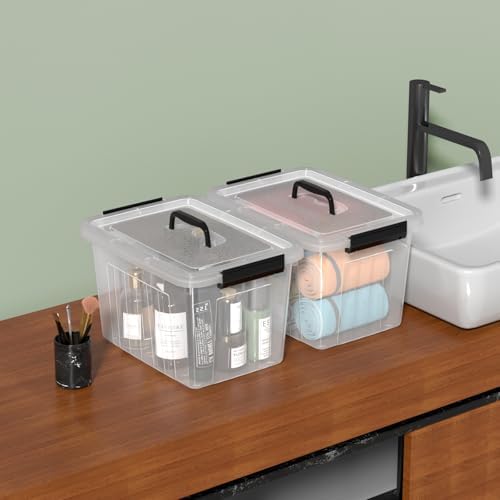 12 Quart Plastic Clear Storage Latching Bins with Lids, 6 Packs - Image 5