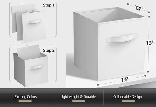Sorbus Fabric Storage Cubes, 6-Pack Foldable Bins (13 Inch, White) - Image 2