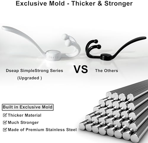 Dseap Over Door Hook 2.0 - Upgraded Version - Simple-Assembly, Strong, Heavy-Duty Stainless Steel 5-Tri-Hook Over The Door Hanger Rack, SimpleStrong Series, White, Pack of 2 - Image 3