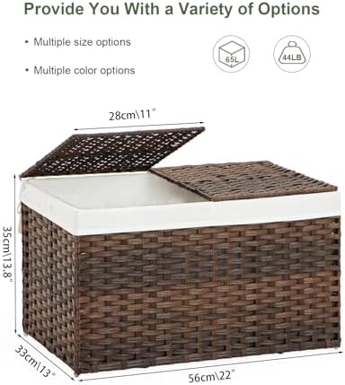 SETVSON Storage Basket with Lid, 2-Lid PE Rattan Storage Bin, Brown - Image 4