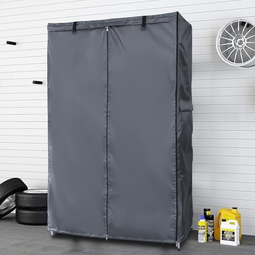 Waterproof Shelf Cover,600D Heavy Duty Dustproof Storage Wire Rack Covers,Outdoor Shelving Covers for Wire Shelves with Zipper 30''x14''x62'',Clear Front. - Image 2