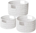 Vagusicc Wicker Storage Basket, Hand-Woven Paper Rope Large Round Woven Basket With Handles, Wicker Baskets for Organizing/Storage, White, 3-Pack by Vagusicc