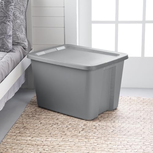 18-Gallon Plastic Storage Bins with Snap-on Lids – 8-Pack, Home Organization Essential (Light Gray) - Image 3