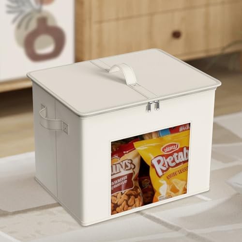 Zilink Fabric Storage Bins with Lid Sweater Closet Organizer, Beige,4 Pack - Image 4