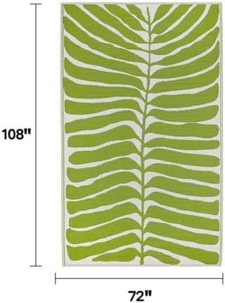 Fab Habitat Outdoor Rug - Waterproof, Fade Resistant, Crease-Free - Premium Recycled Plastic - Tropical Leaf Botanical - Large Patio, Deck, Sunroom, Camping, RV - Hilo - Green - 6 x 9 ft - Image 2